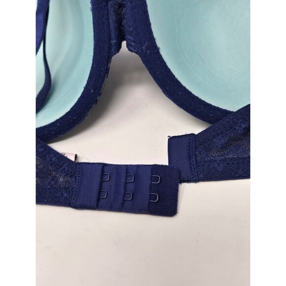VICTORIA'S SECRET LINED DEMI BRA NAVY BLUE LACE PEACOCK BLUE WOMEN 36C SEXY - Picture 6 of 12